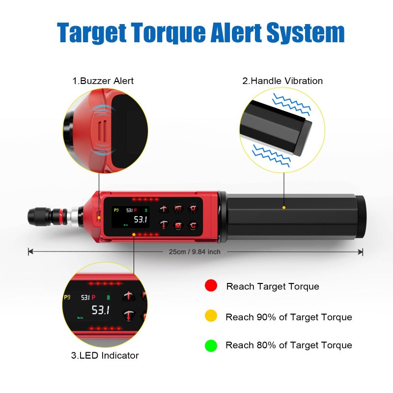 ANPUDS Digital Torque Screwdriver  0.8-53.1in-lbs/0.09-6Nm  Electronic Adjustable Torque Screwdriver Wrench set with 1% Accuracy  Vibration  Buzzer and LED Notification for Bike Repairing - Image 2